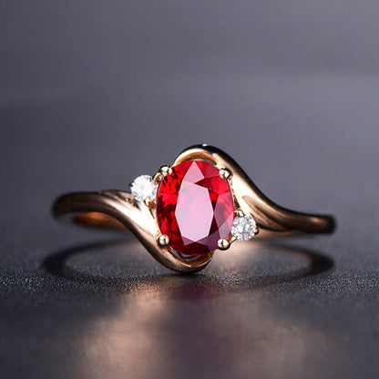 Pigeon's Blood Imitation Red Sapphire Luxury Gemstone Ring