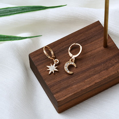 Women's Moon Star Celestial Hoop Earrings