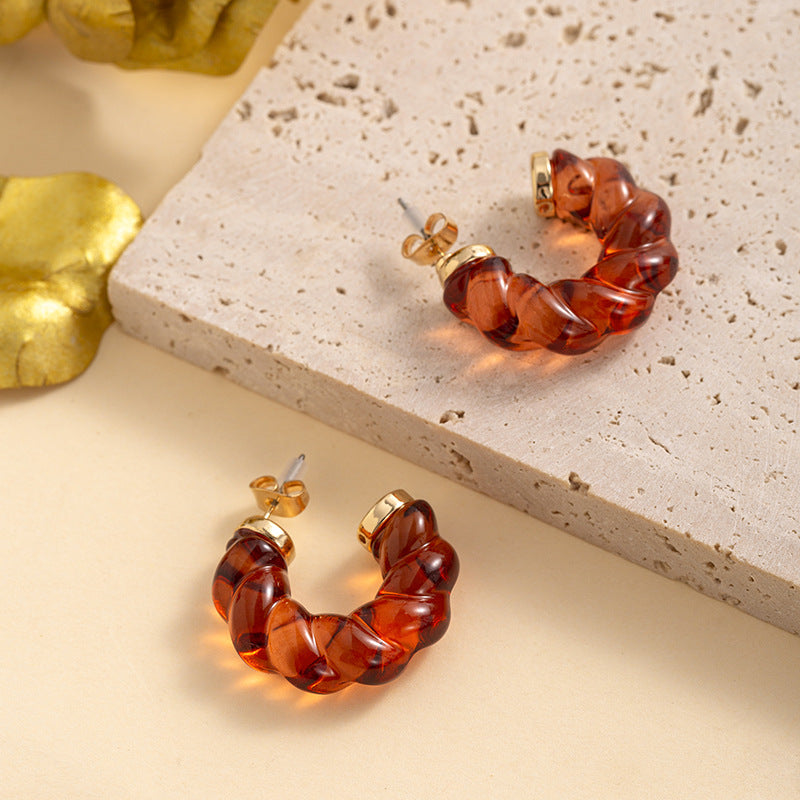 Color Resin Rope Shape Chunky Earrings