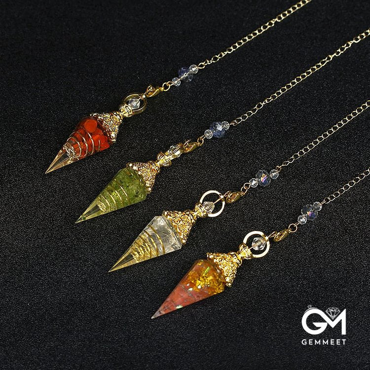 Crystal Resin Hexagonal Pyramid Pendulum