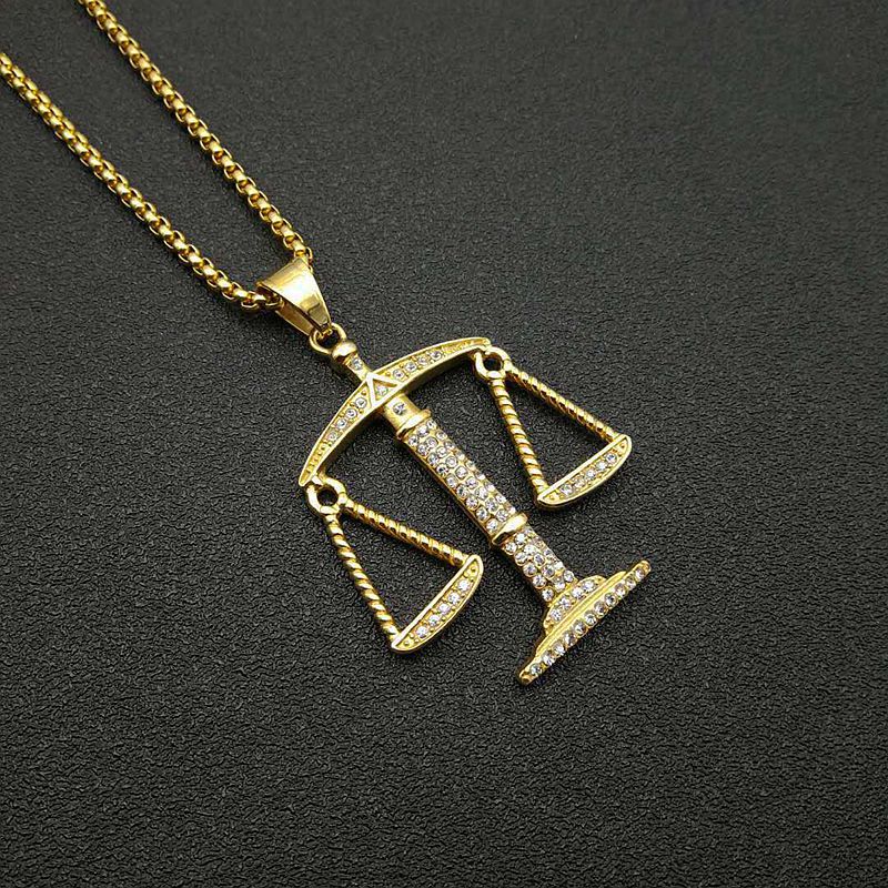 Hip Hop Jewelry Gold Plated Libra Zodiac Pendant