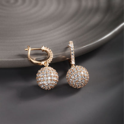 Exquisite Ball and Planet Inlaid Zircon Earrings