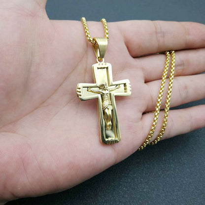 Hip Hop Gold Plated Cross Jesus Pendant