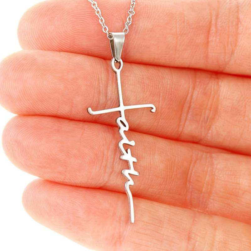 Cross Faith Word Church Prayer Necklace