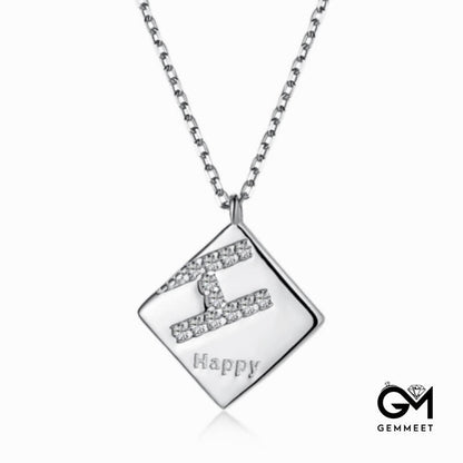 S925 Sterling Silver Glossy Letter H Necklace