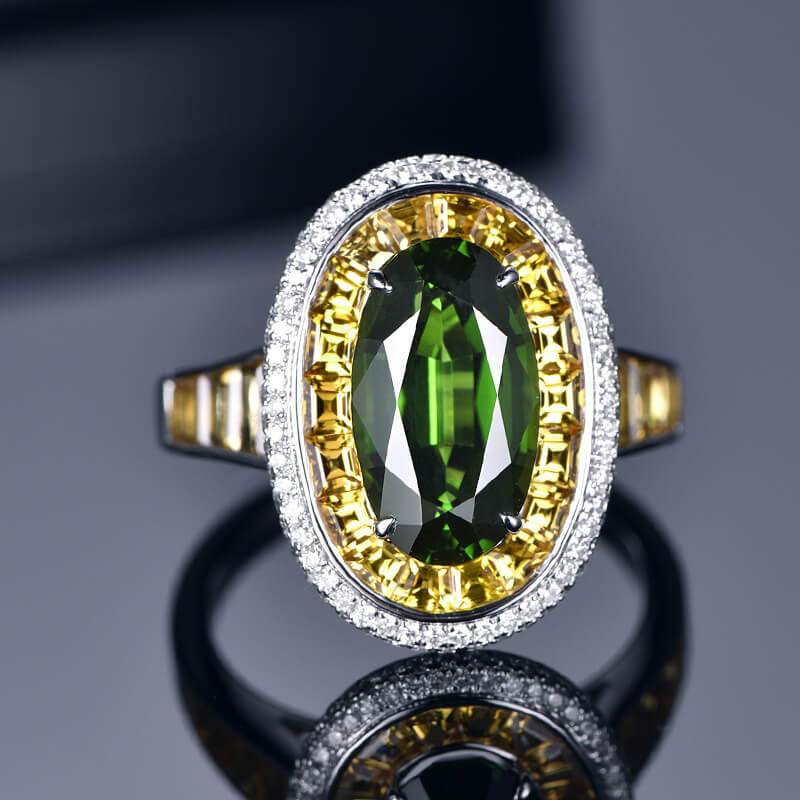 High-definition Jewelry T-square Diamond Ring Set with Imitation Topaz Imitation Natural Emerald Tourmaline Color Treasure Opening Ring