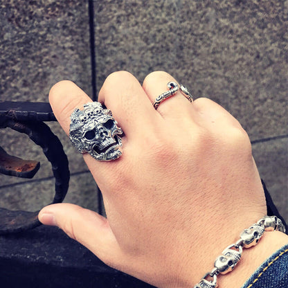 Vintage Skull Inlaid Skull Head Ring