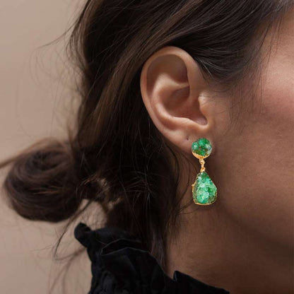 Green Aventurine Citrine Earrings