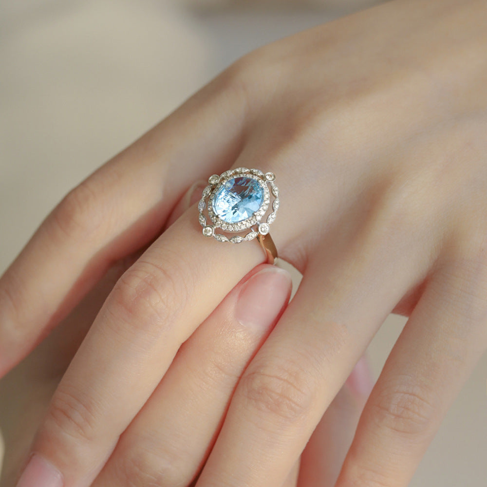 Ultra-Shiny Light Blue Topaz Ring