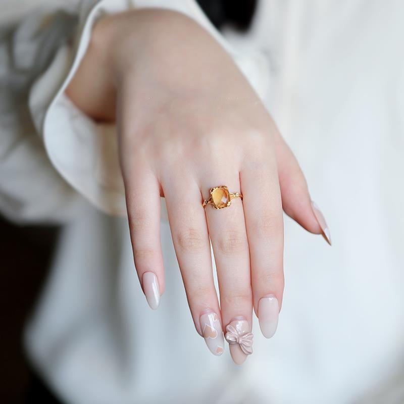 Sugar Cube Faxul Natural Citrine Open Ring Necklace