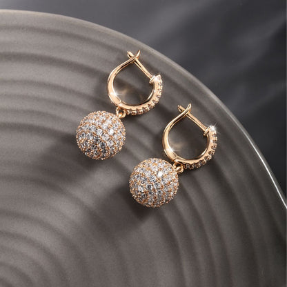 Exquisite Ball and Planet Inlaid Zircon Earrings