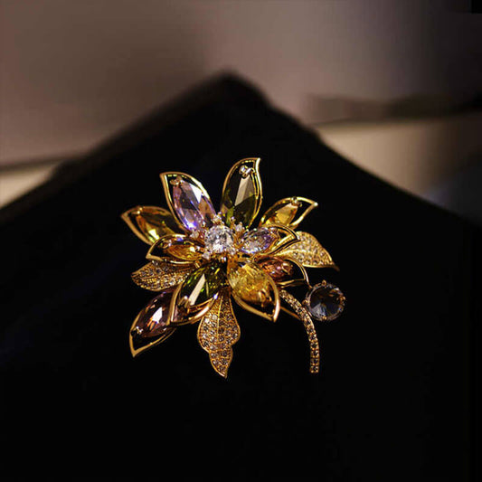 Luxury Hollow Design Multicolored Iris Brooch