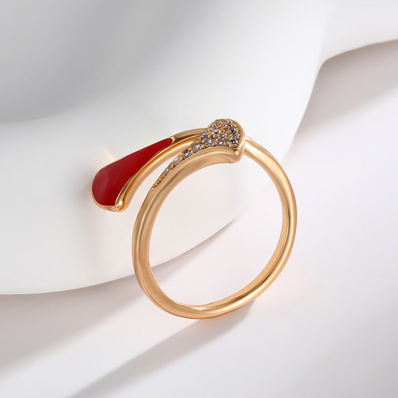 Light Luxury Fan-shaped Retro Temperament Zircon Ring