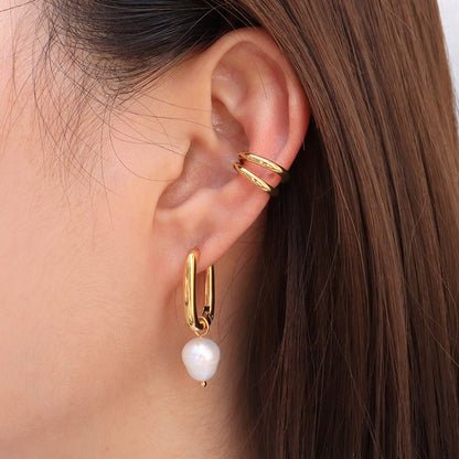 Golden Irregular Pearl Dangle Earrings