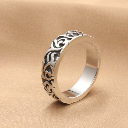 Plant Flower Vine Carved Retro Trendy Men's Ring