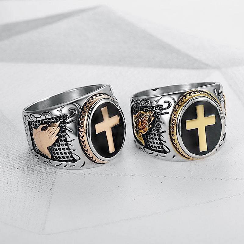 Two Tone Cross Faith Ring