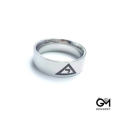 Stainless Steel Triangle Logo Ring for Men