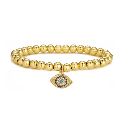 Golden Full Stones Evil Eye Pendant Bracelet & Bangle