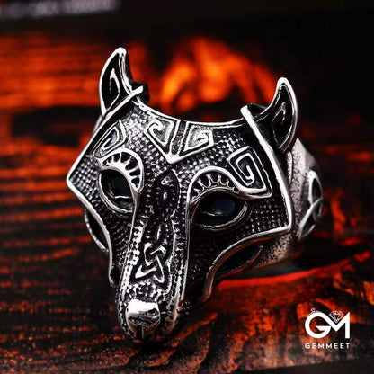 Viking Vintage Wolf Head Ring