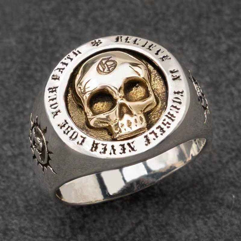 Retro Viking Skull Ring