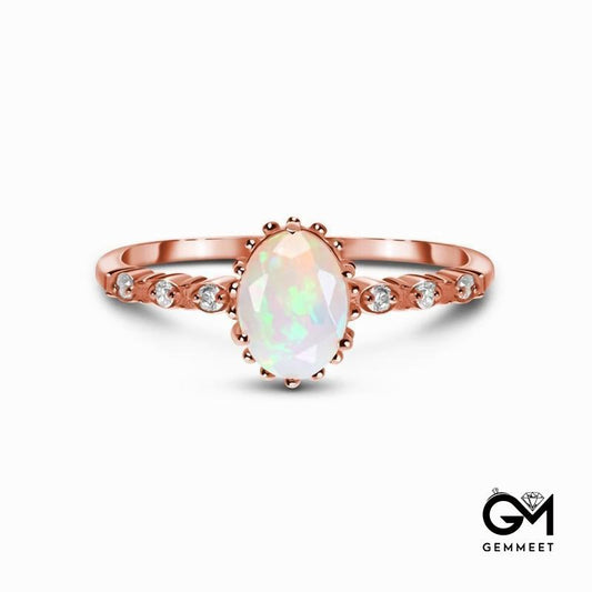 Rose Gold Oval Moonstone Ring