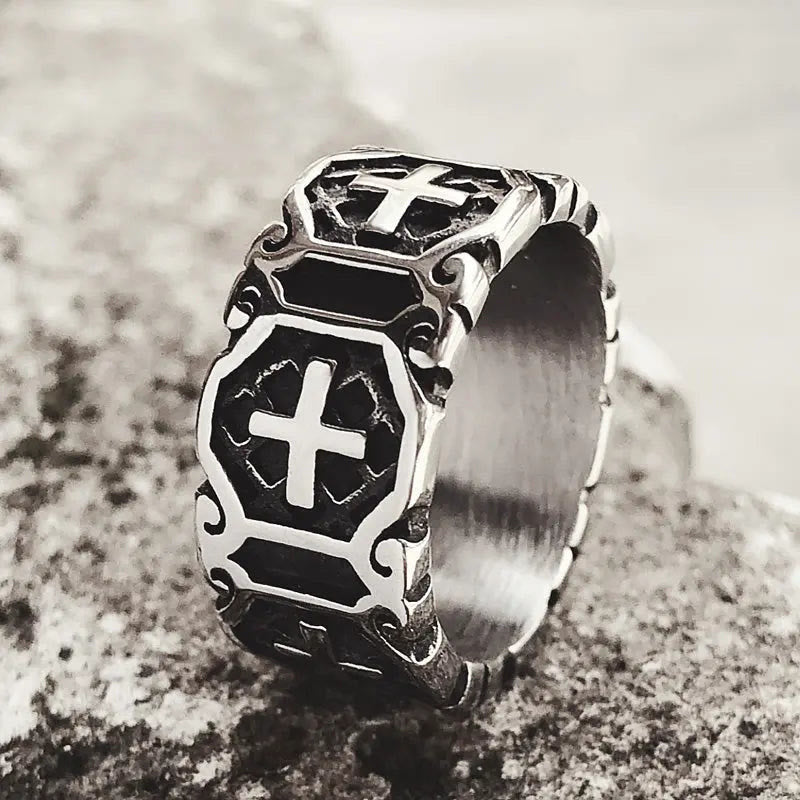 Christian Jesus Stainless Steel Cross Ring