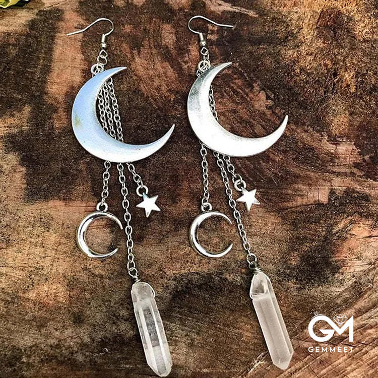 Crystal Moon Star Mushroom Accessory Earrings