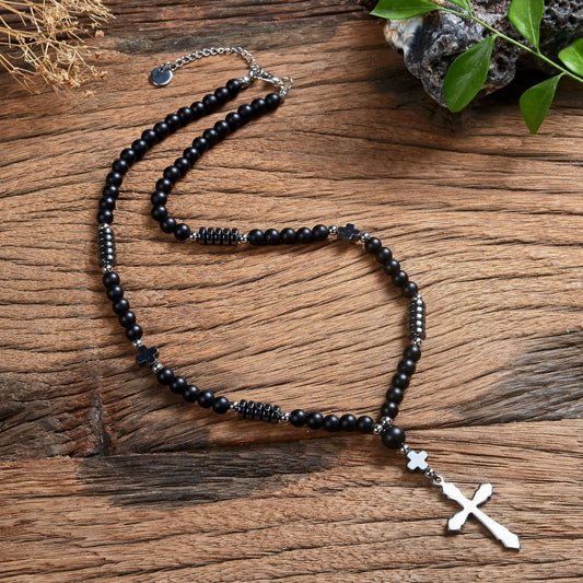 Bohemia New Stainless Steel Cross Tiger Eye Necklace