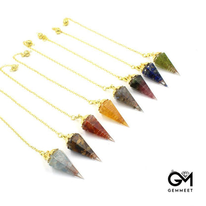 Crystal Stone Resin Conical Pendulum Pendants