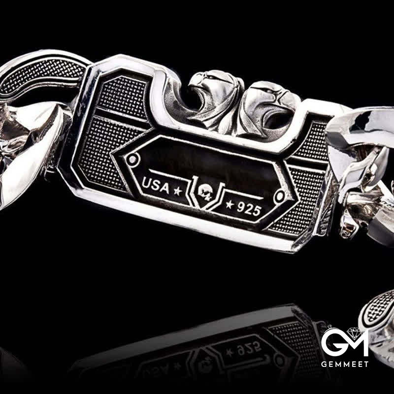 Men's Armed Forces Skull Interlock Bracelet