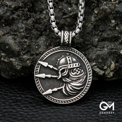 Vintage Titanium Steel Archery Pendant Necklace