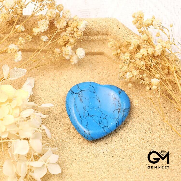 Synthetic Blue Turquoise Heart Worry Stone