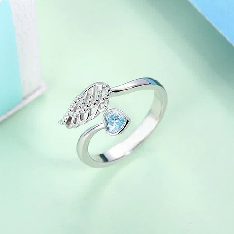 Leaf Heart Shape Birthstone Ring