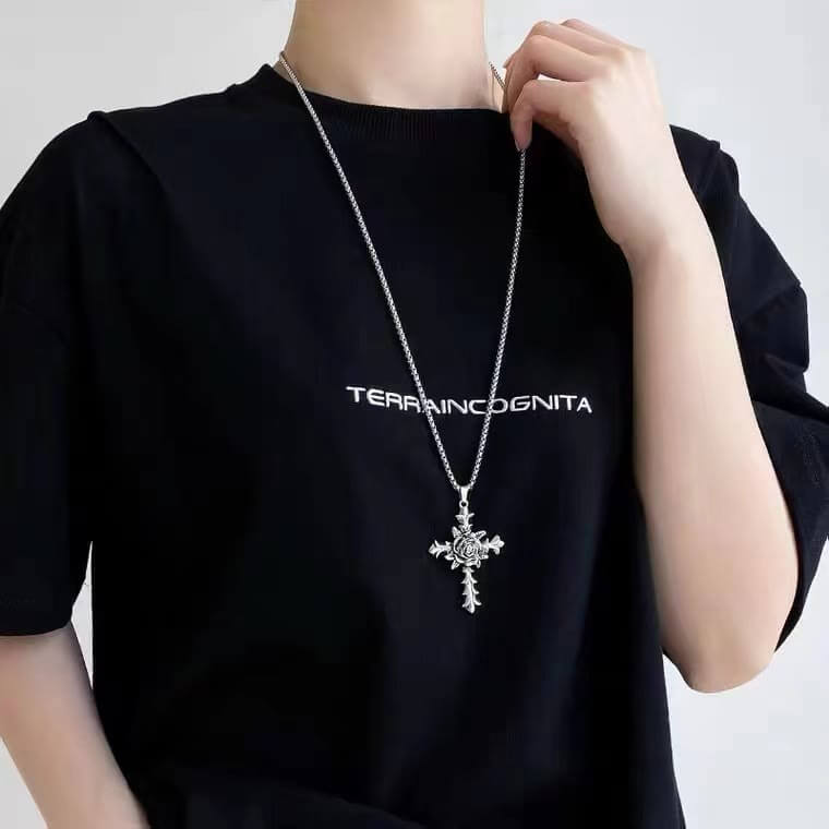 "The Faith" Rose Cross Necklace