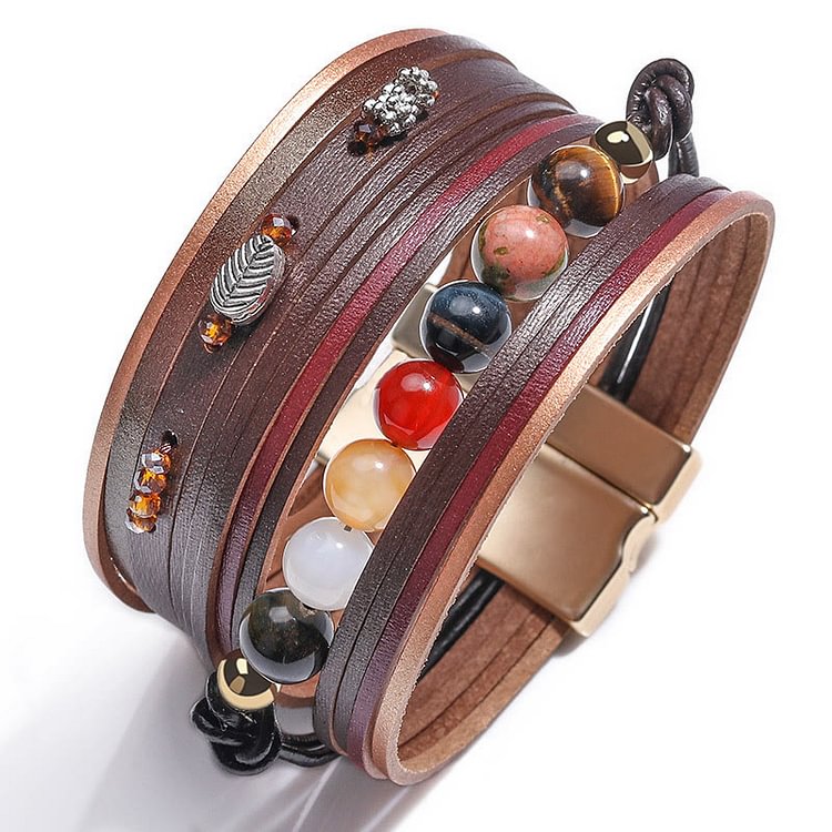 Crystal Beaded Leather Multi-layer Bracelet