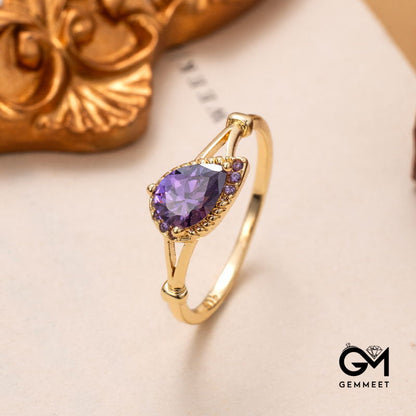 Vintage Amethyst Gold-plated Drop Ring