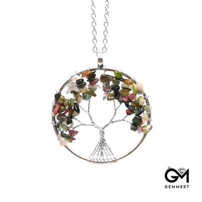 Gravel Crystal Life Tree Fortune Tree Necklace