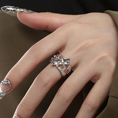 Square Zircon High-end Cold Couple Ring