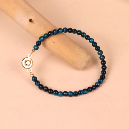 Ink-blue Tiger Eye Stone Bead Bracelet