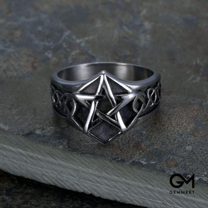 Titanium Steel Pentagram Lucifer Satan Ring