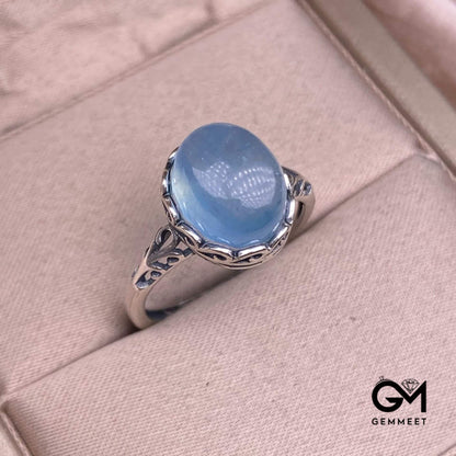 S925 Simple Vintage Aquamarine Lace Ring