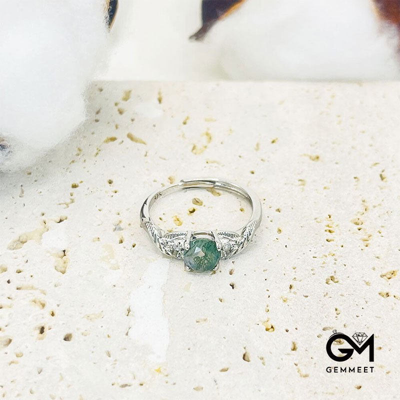 Vintage Green Zircon Leaf Ring