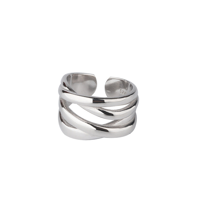 925 Silver Cross Ring with Irregular Highlights