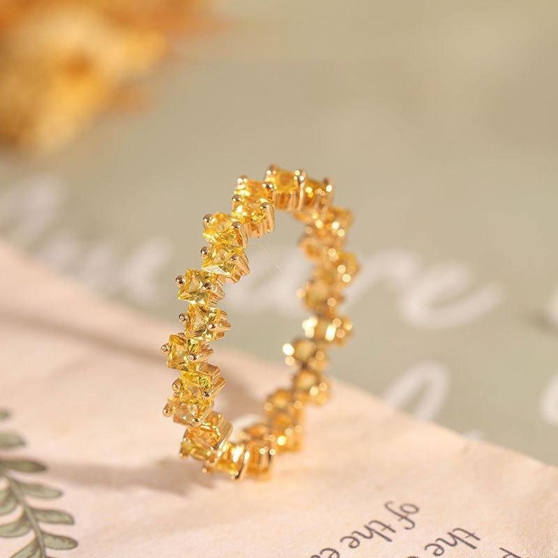 Inlaid Yellow Zircon Sun Ring