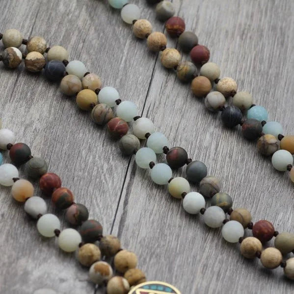 Multicolored Tassel Mala Rosary Beads Necklace