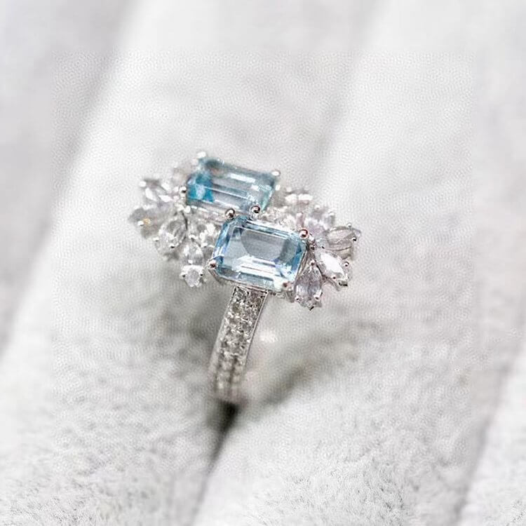 "Aqua Allure" Aquamarine Snowflake Ring