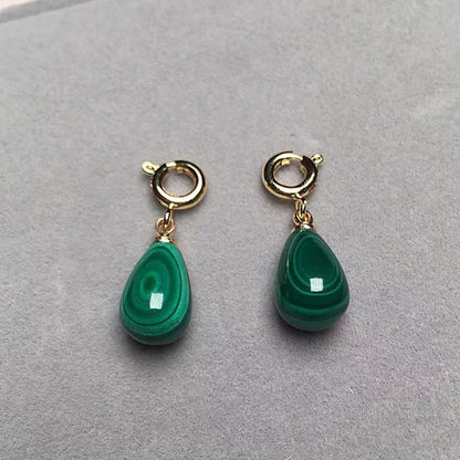 Natural Malachite Water Droplets Earrings