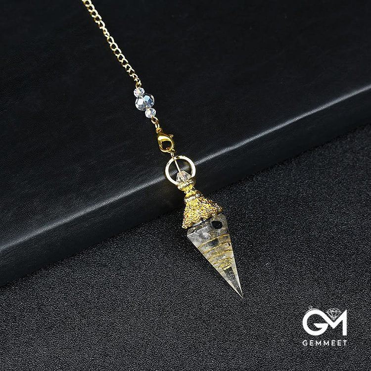 Crystal Resin Hexagonal Pyramid Pendulum