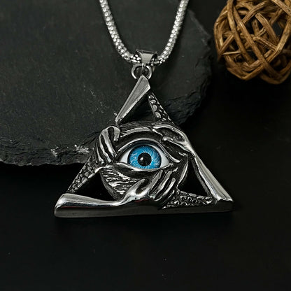 Vintage Men's Devil's Eye Pendant Necklace