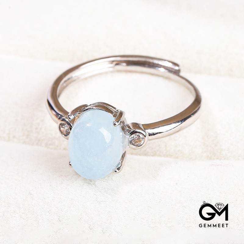 Oval Aquamarine Open Ring